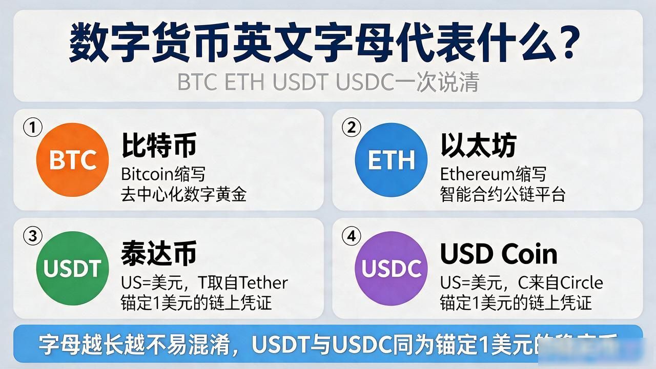 数字货币英文字母_加密货币符号全称对照表_USDT与USDC区别解析